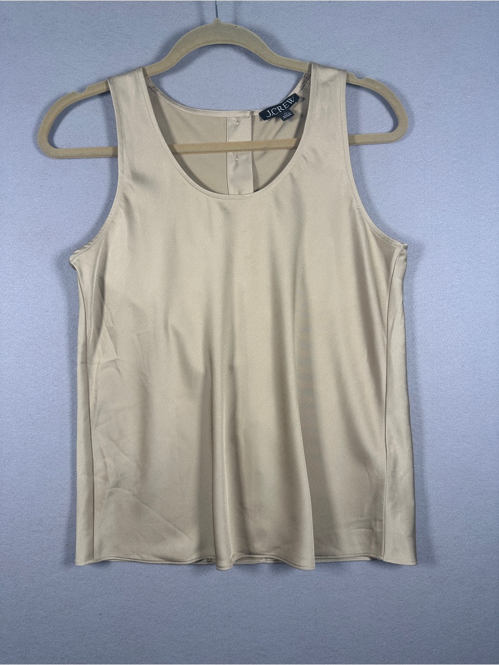 J.Crew Factory Champagne Satin Button-Back Sleeveless Shell Top Blouse XS NWOT